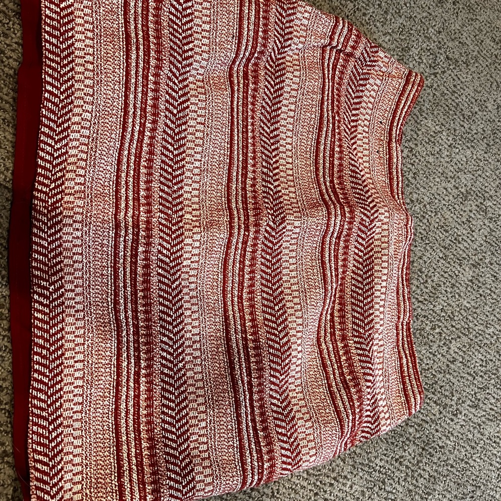 Red and White Patterned Skirt